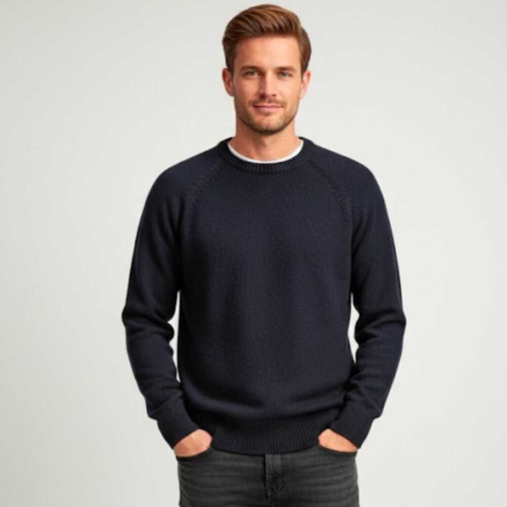 J. Crew 100% Lambs Wool Men's Navy Sweater Size XL